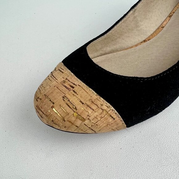 Donald J Pliner Womens Julie Black Suede Ballet Flat Cork Toe Low Wedge size 6.5 - Picture 9 of 15